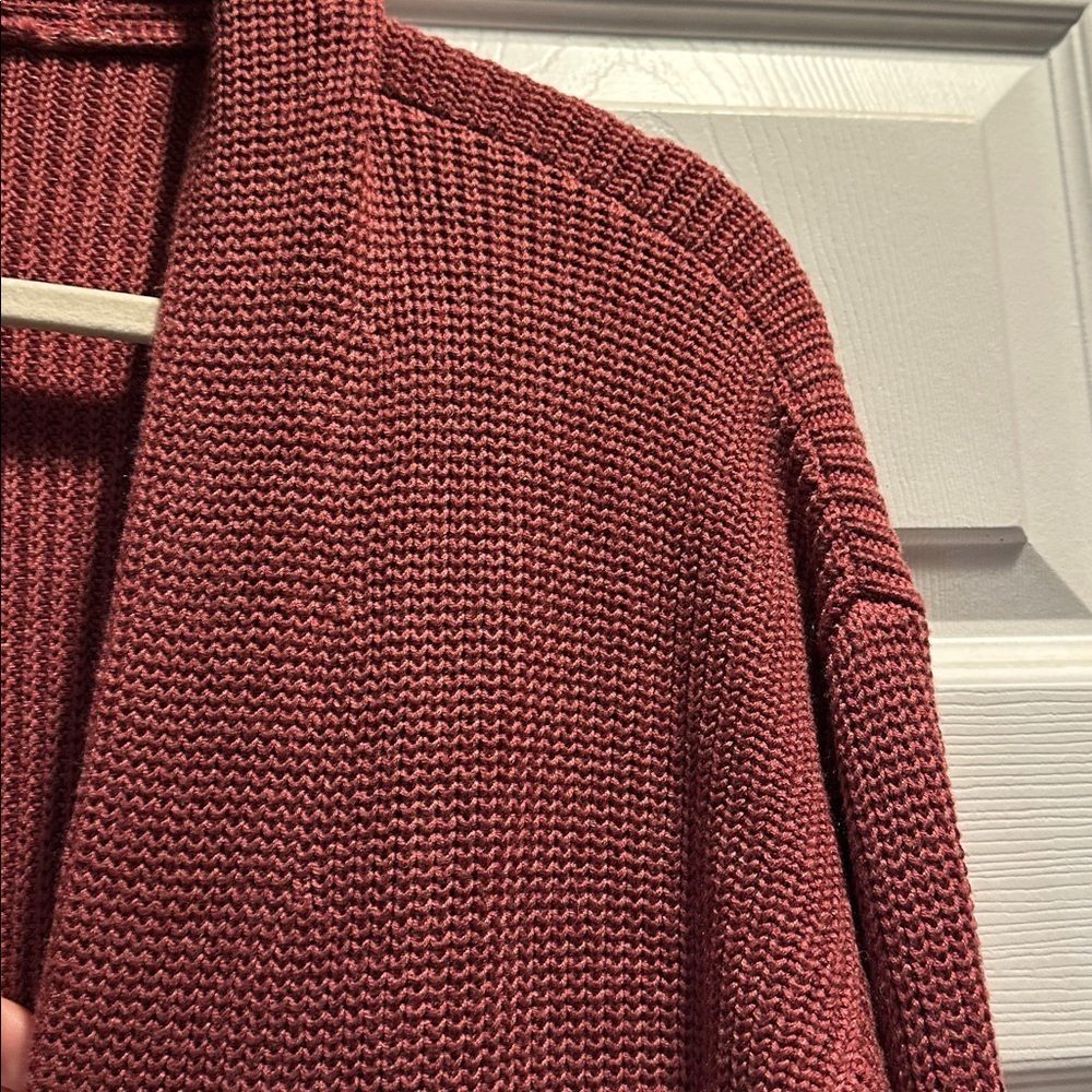 Lululemon Cashlu Heathered Mulled Wine Knit Cardigan Sweater Wrap M - Picture 4 of 9